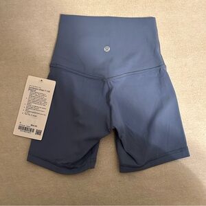 NWT SZ 0 Lululemon Align Hi-Rise Short 6” Inseam Wash Denim Blue Activewear